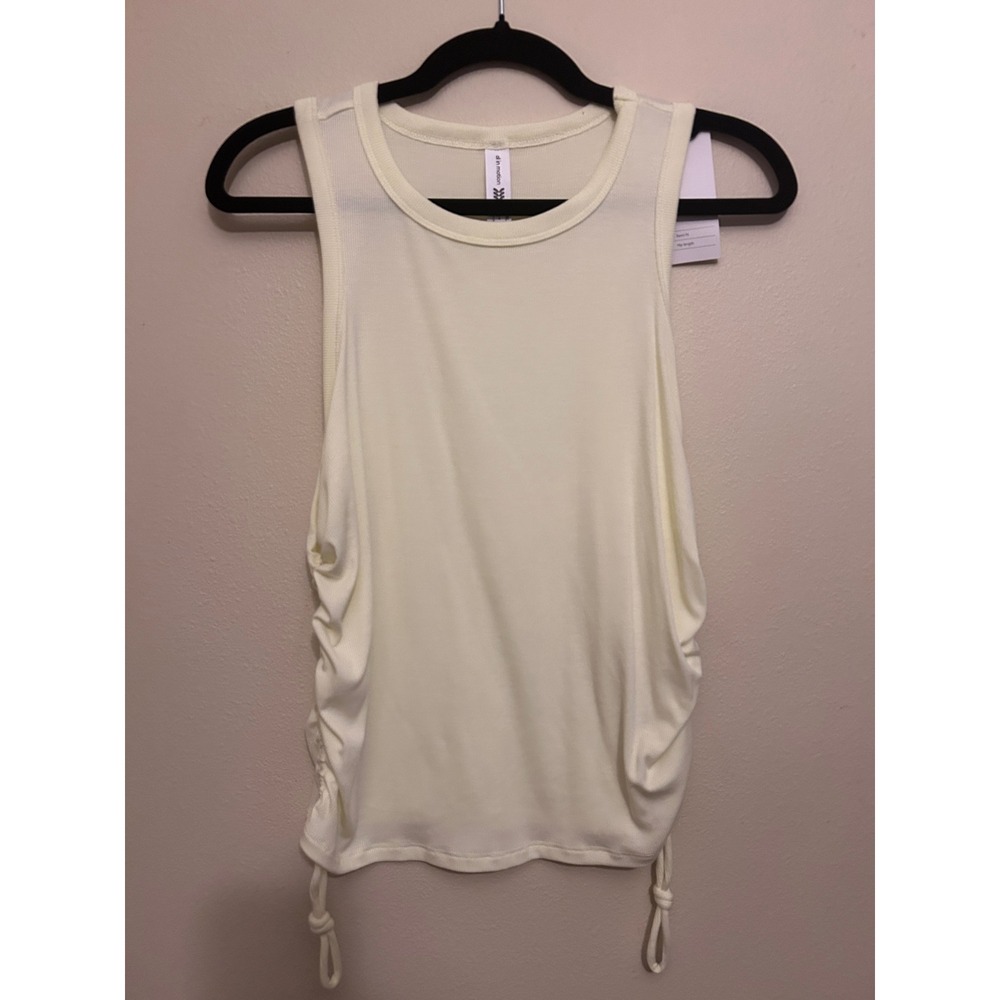 All in Motion Tank Top Womens XL‎ Cream NWT Ribbed Side Cinch Sleeveless Muscle